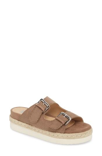 Women's Jane And The Shoe Jojo Two-buckle Slide Sandal M - Brown