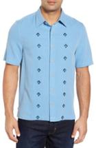 Men's Nat Nast Nordic Embroidered Silk Blend Sport Shirt - Blue
