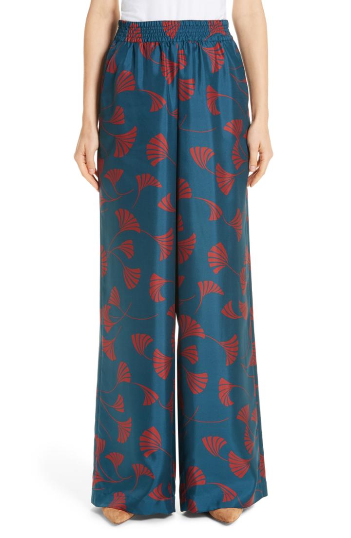 Women's Lafayette 148 New York Hester Silk Wide Leg Pants - Blue