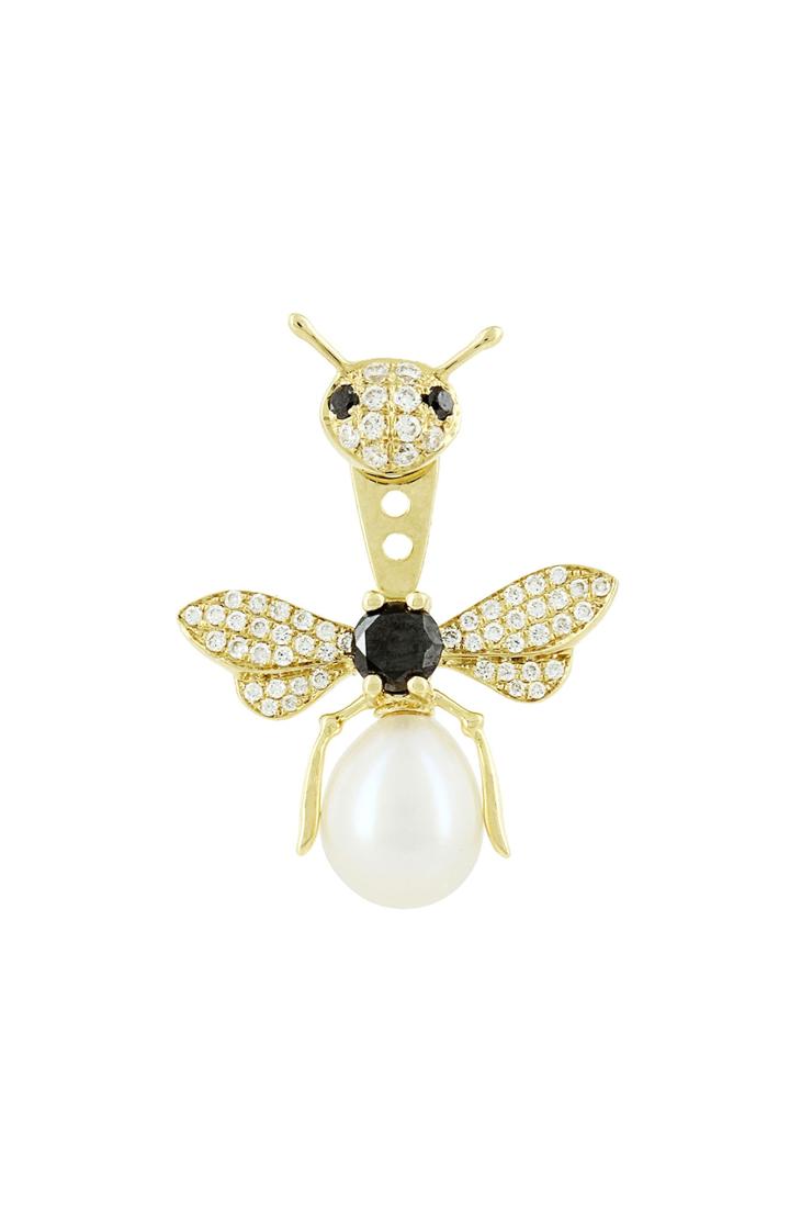 Women's Yvonne Leon Bee Diamond, Black Diamond & Freshwater Pearl Ear Jacket