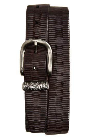 Men's John Varvatos Star Usa Hand Etched Leather Belt - Dark Brown