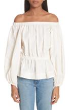 Women's Molly Goddard Marion Ruched Off The Shoulder Top Us / 6 Uk - Ivory