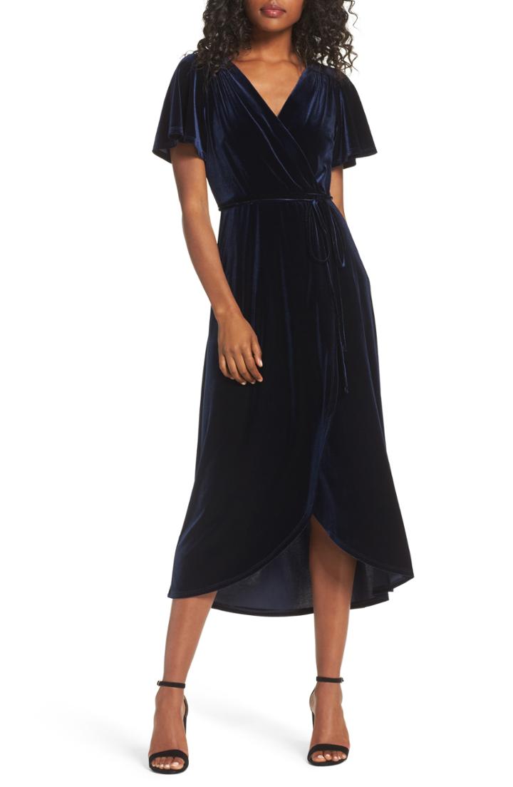 Women's Chelsea28 Velvet Midi Dress, Size - Blue