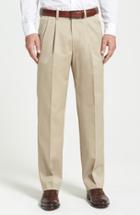 Men's Nordstrom Men's Shop 'classic' Smartcare(tm) Relaxed Fit Double Pleated Cotton Pants X 29 - Beige (online Only)