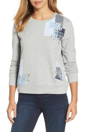 Women's Caslon Patchwork Sweatshirt, Size - Grey