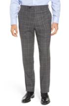 Men's John W. Nordstrom Torino Traditional Fit Flat Front Plaid Wool & Cashmere Trousers - Grey