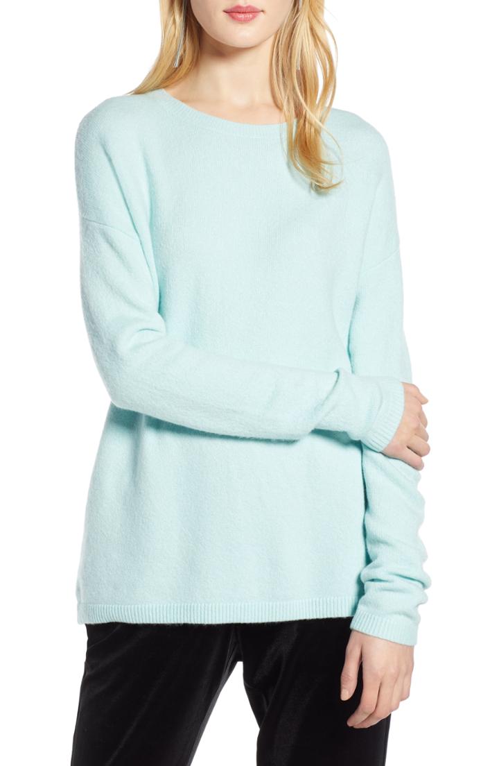 Petite Women's Halogen Bow Back Sweater P - Blue