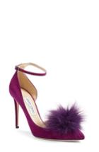 Women's Jimmy Choo Rosa Pump With Genuine Fox Fur Pom Charm Us / 34eu - Purple