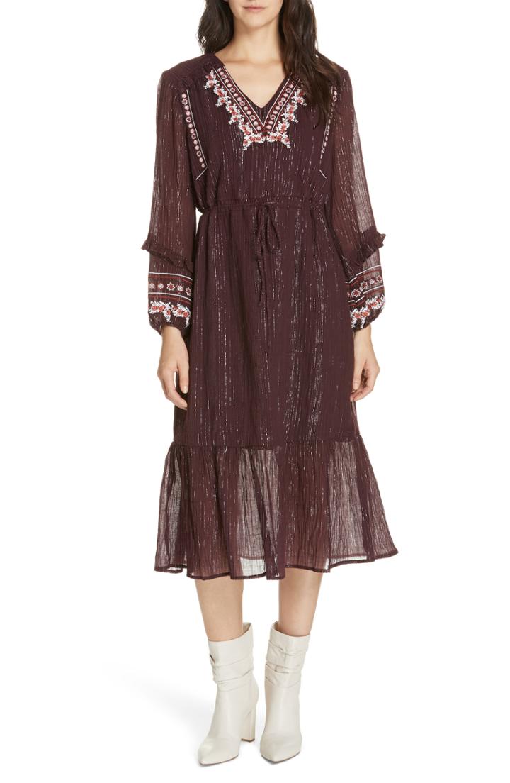 Women's Dolan Rashida Embroidered Midi Dress, Size - Purple