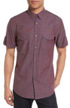 Men's Calibrate Non-iron Cotton Military Sport Shirt, Size - Burgundy