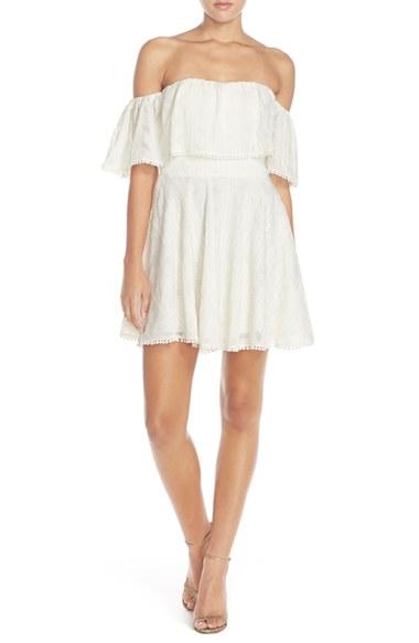 Women's Amanda Uprichard 'delilah' Off The Shoulder Lace Fit & Flare Dress