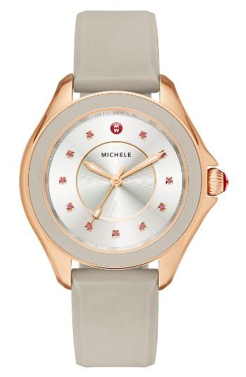 Women's Michele Cape Topaz Dial Silicone Strap Watch, 36mm