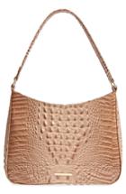 Brahmin Nadia Croc Embossed Leather Shoulder Bag - Beige