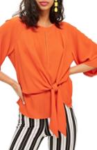 Women's Topshop Slouchy Knot Front Blouse Us (fits Like 2-4) - Orange