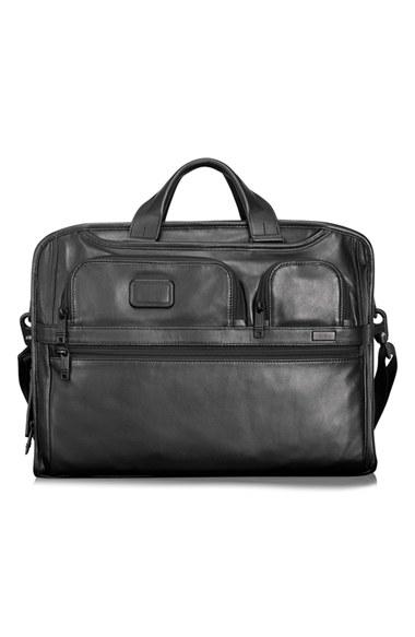 Men's Tumi Alpha 2 Softside Leather Laptop Briefcase -