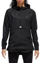 Women's Adidas Woven Shell Hooded Pullover - Black