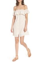 Women's Bp. Stripe Off The Shoulder Dress, Size - Ivory