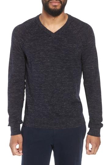 Men's Vince V-neck Wool & Linen Sweater - Blue