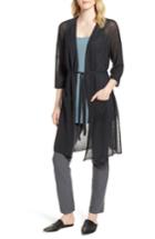 Women's Eileen Fisher Long Organic Linen Blend Kimono Cardigan - Grey