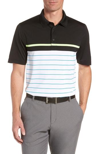 Men's Cutter & Buck Ruston Striped Polo - Black