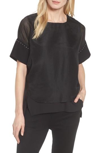 Women's Ming Wang Mesh Layered Top - Black