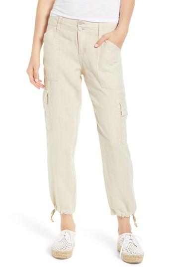 Petite Women's Sanctuary Terrain Linen Crop Cargo Pants P - Beige