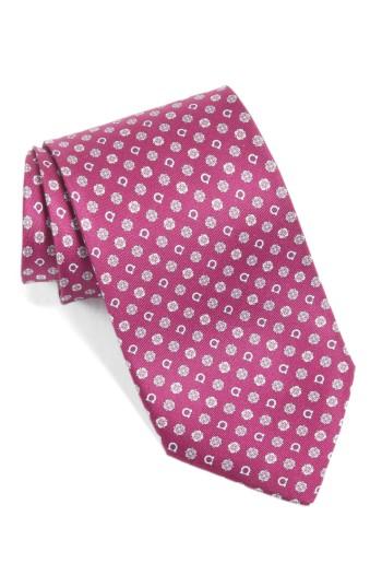 Men's Salvatore Ferragamo Gancini Medallion Silk Tie, Size - Purple