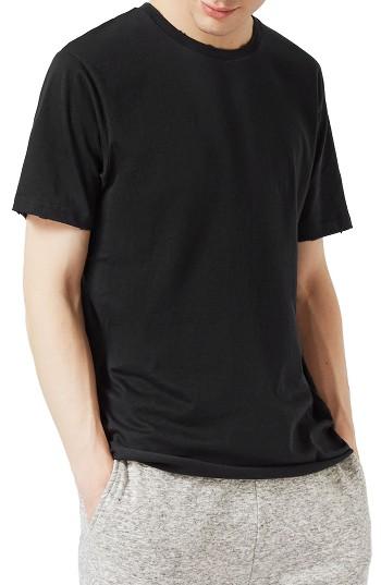 Men's Topman Raw Edge T-shirt - Black