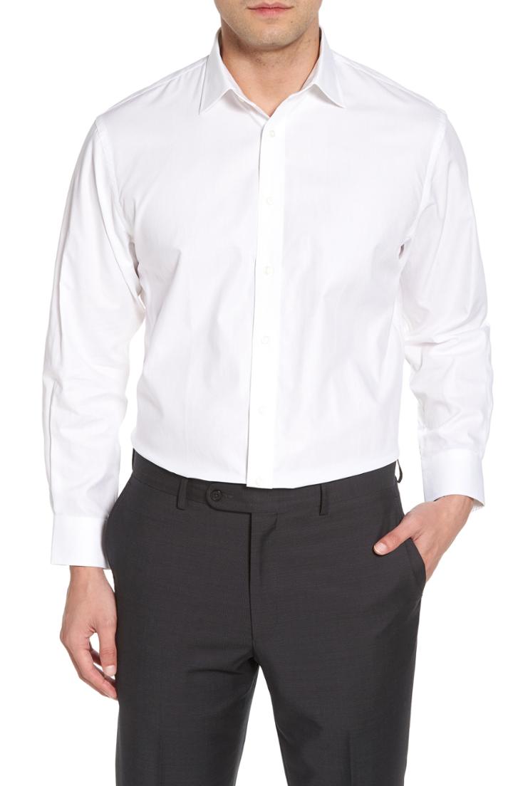 Men's Nordstrom Men's Shop Traditional Fit Herringbone Dress Shirt .5 34/35 - White