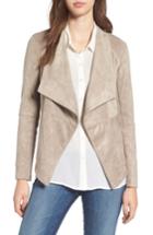 Women's Bb Dakota 'nicholson' Faux Suede Drape Front Jacket - Ivory