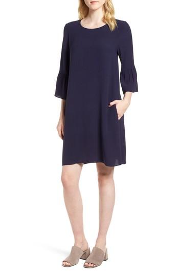 Women's Eileen Fisher Flare Sleeve Silk Dress, Size - Purple