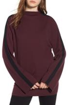 Women's Trouve Racer Stripe Funnel Neck Sweater, Size - Brown