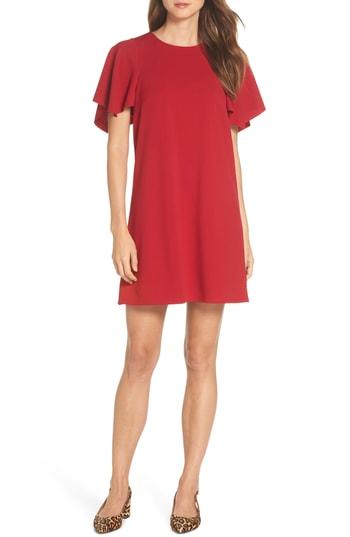 Women's Maggy London Flutter Sleeve Crepe Shift Dress - Red