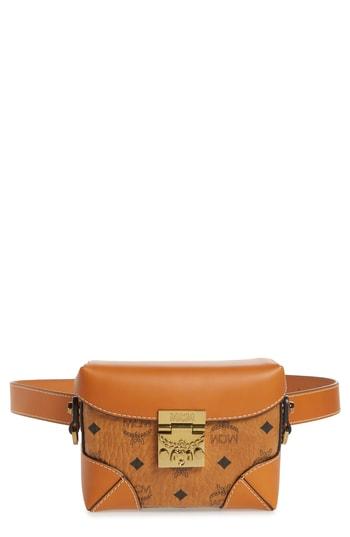 Mcm Small Berlin Canvas & Leather Belt Bag - Brown