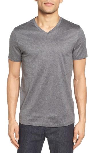 Men's Boss Teal 14 Slim Fit Mercerized Cotton T-shirt - Grey