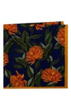 Men's Ted Baker London Floral Wool Pocket Square, Size - Orange