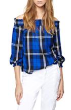 Women's Sanctuary Plaid Off-the-shoulder Top - Blue