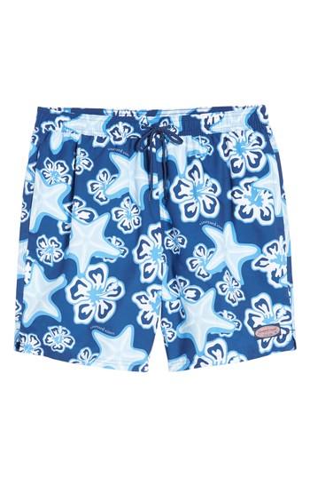 Men's Vineyard Vines Chappy Starfish Swim Trunks, Size - Blue