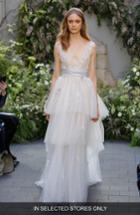 Women's Monique Lhuillier Coralie Lace & Tiered Tulle Gown