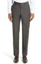 Men's Z Zegna Flat Front Houndstooth Wool Trousers R Eu - Brown
