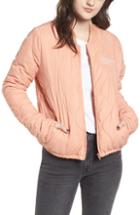 Women's Obey Bunker Quilted Bomber Jacket - Coral