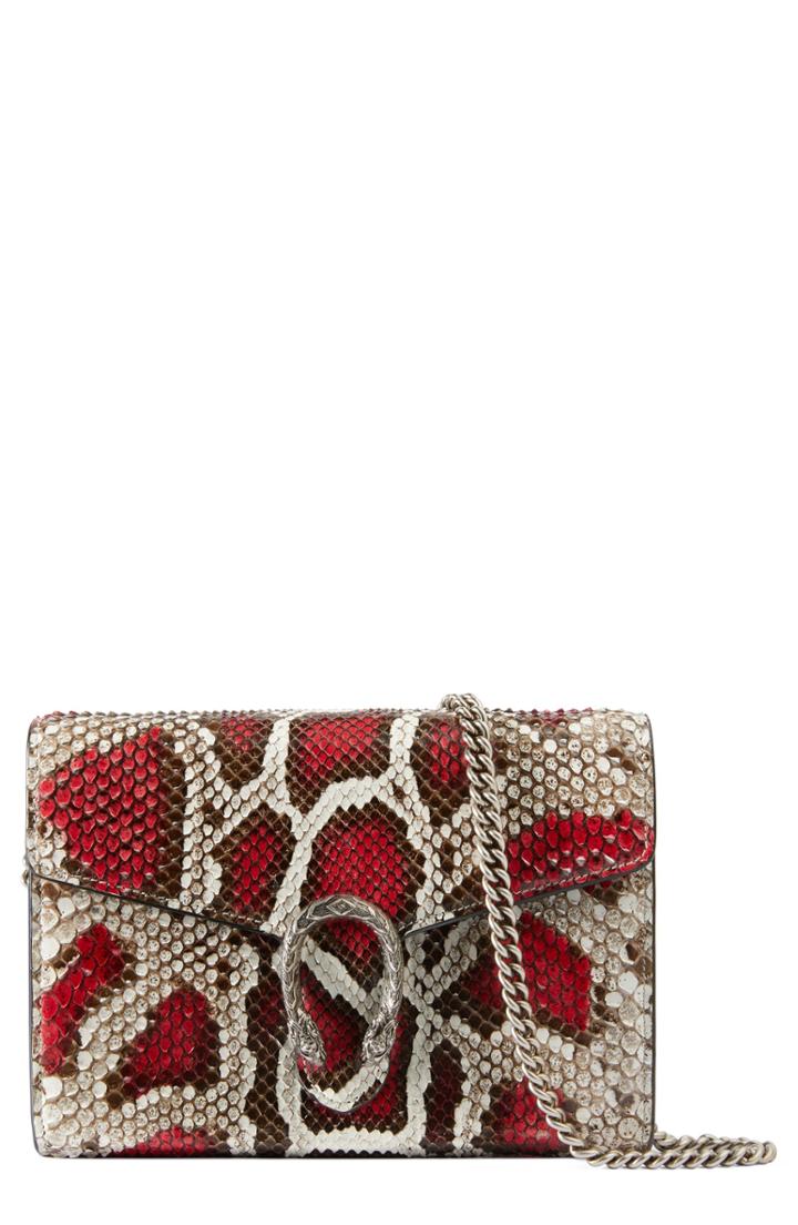 Gucci Dionysus Genuine Python Clutch - Red