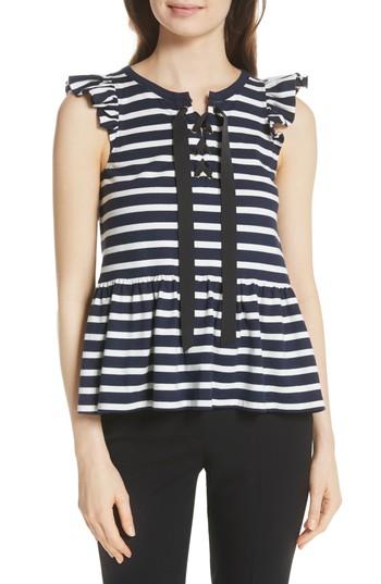 Women's Kate Spade New York Lace-up Stripe Tee - Blue
