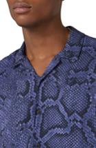 Men's Topman Classic Fit Snakeskin Print Revere Shirt - Purple