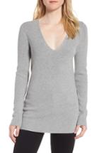 Women's Trouve Lace-up Back Sweater, Size - Grey