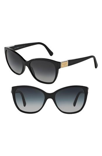 Women's Dolce & Gabbana 56mm Gradient Lens Butterfly Sunglasses - Black