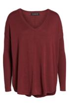 Women's Trouve 'everyday' V-neck Sweater, Size - Burgundy