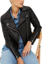 Women's Topshop Blossom Faux Leather Biker Jacket Us (fits Like 0) - Black
