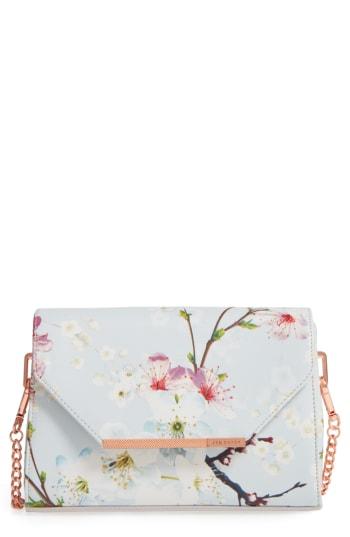 Ted Baker London Hadly Cherry Blossom Faux Leather Crossbody Bag - Grey