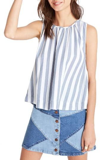 Women's Madewell Flowy Easy Stripe Tank, Size - Blue